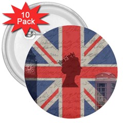 Vintage London 3  Buttons (10 Pack)  by Valentinaart