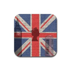 Vintage London Rubber Coaster (square)  by Valentinaart