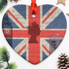 Vintage London Heart Ornament (two Sides) by Valentinaart