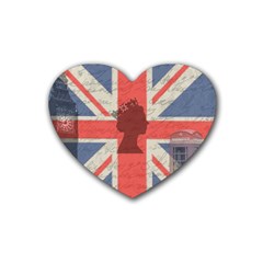 Vintage London Rubber Coaster (heart)  by Valentinaart