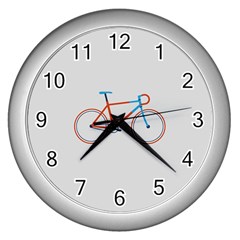 Bicycle Sports Drawing Minimalism Wall Clocks (silver)  by Simbadda