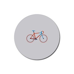 Bicycle Sports Drawing Minimalism Rubber Round Coaster (4 Pack)  by Simbadda