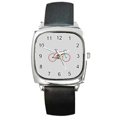 Bicycle Sports Drawing Minimalism Square Metal Watch by Simbadda