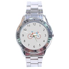 Bicycle Sports Drawing Minimalism Stainless Steel Analogue Watch by Simbadda