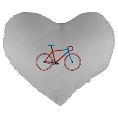 Bicycle Sports Drawing Minimalism Large 19  Premium Heart Shape Cushions by Simbadda