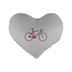 Bicycle Sports Drawing Minimalism Standard 16  Premium Flano Heart Shape Cushions by Simbadda