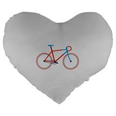 Bicycle Sports Drawing Minimalism Large 19  Premium Flano Heart Shape Cushions by Simbadda