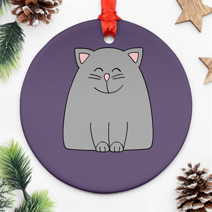 Cat Minimalism Art Vector Ornament (Round)