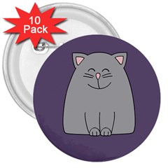 Cat Minimalism Art Vector 3  Buttons (10 Pack)  by Simbadda