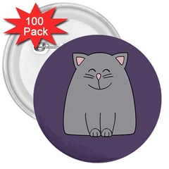 Cat Minimalism Art Vector 3  Buttons (100 Pack)  by Simbadda