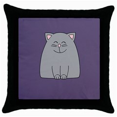 Cat Minimalism Art Vector Throw Pillow Case (black) by Simbadda