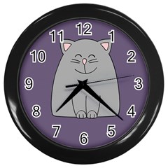 Cat Minimalism Art Vector Wall Clocks (black) by Simbadda