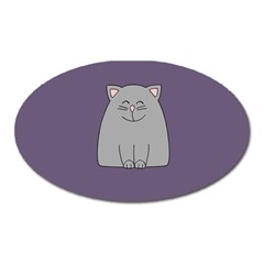 Cat Minimalism Art Vector Oval Magnet by Simbadda