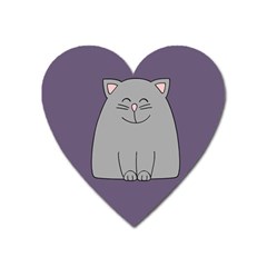 Cat Minimalism Art Vector Heart Magnet by Simbadda