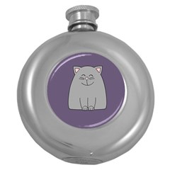 Cat Minimalism Art Vector Round Hip Flask (5 Oz) by Simbadda