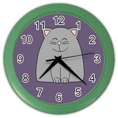 Cat Minimalism Art Vector Color Wall Clocks by Simbadda