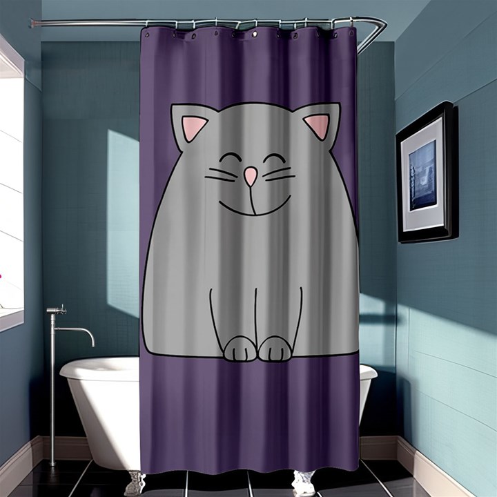 Cat Minimalism Art Vector Shower Curtain 36  x 72  (Stall) 