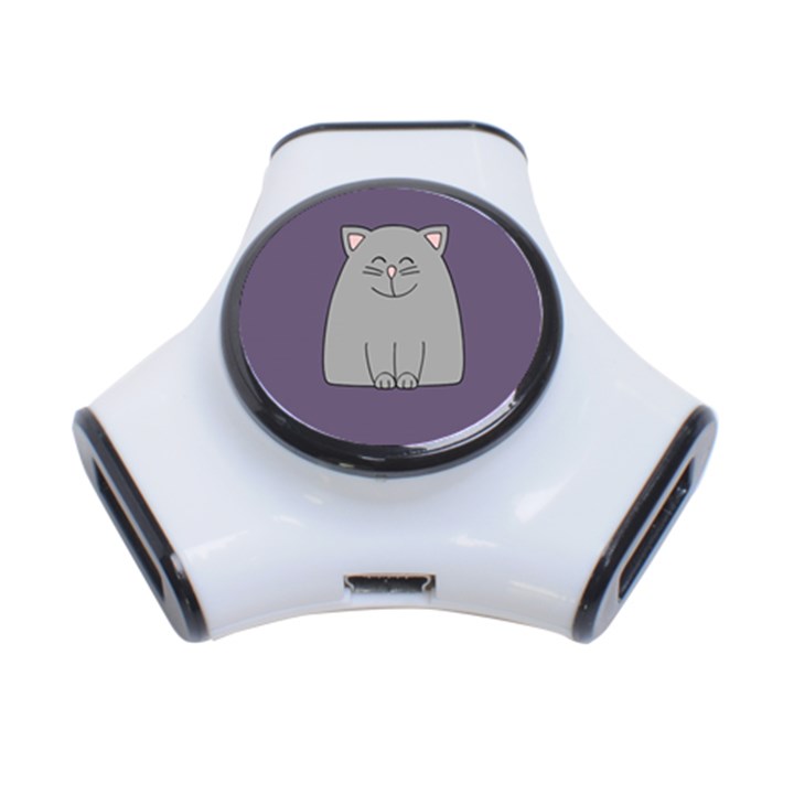 Cat Minimalism Art Vector 3-Port USB Hub