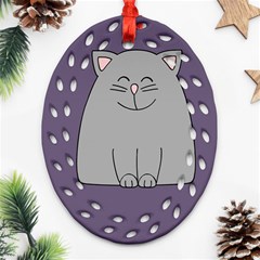 Cat Minimalism Art Vector Ornament (oval Filigree) by Simbadda