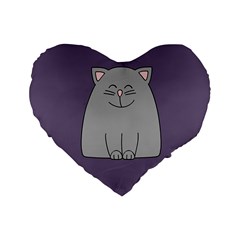 Cat Minimalism Art Vector Standard 16  Premium Heart Shape Cushions by Simbadda