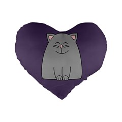 Cat Minimalism Art Vector Standard 16  Premium Flano Heart Shape Cushions by Simbadda