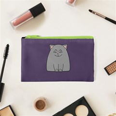 Cat Minimalism Art Vector Cosmetic Bag (xs) by Simbadda