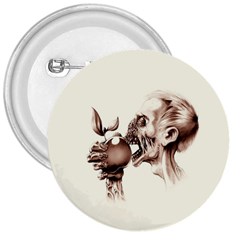 Zombie Apple Bite Minimalism 3  Buttons by Simbadda