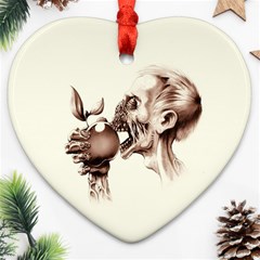 Zombie Apple Bite Minimalism Ornament (heart)