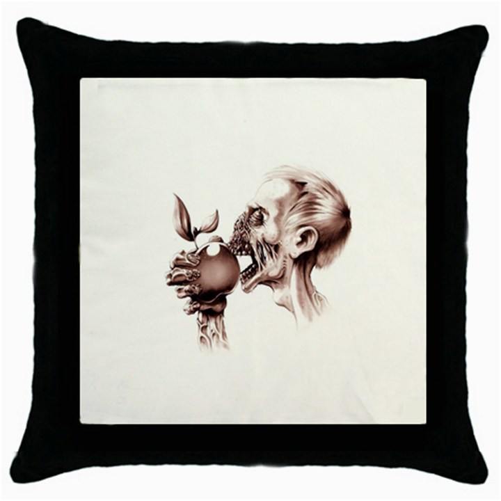 Zombie Apple Bite Minimalism Throw Pillow Case (Black)