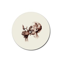 Zombie Apple Bite Minimalism Rubber Coaster (round)  by Simbadda