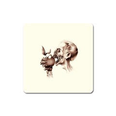 Zombie Apple Bite Minimalism Square Magnet by Simbadda