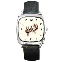 Zombie Apple Bite Minimalism Square Metal Watch