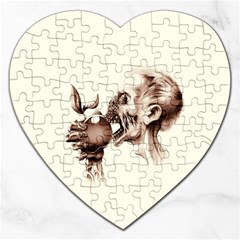 Zombie Apple Bite Minimalism Jigsaw Puzzle (heart)