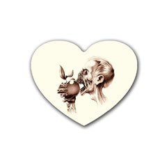 Zombie Apple Bite Minimalism Heart Coaster (4 Pack) 