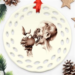 Zombie Apple Bite Minimalism Ornament (round Filigree)