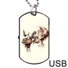 Zombie Apple Bite Minimalism Dog Tag Usb Flash (two Sides) by Simbadda