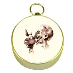 Zombie Apple Bite Minimalism Gold Compasses by Simbadda