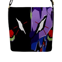 Monster Face Drawing Paint Flap Messenger Bag (L) 