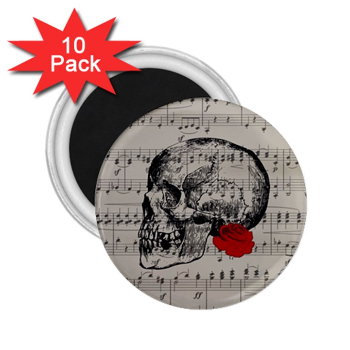 Skull and rose  2.25  Magnets (10 pack) 