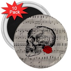 Skull And Rose  3  Magnets (10 Pack)  by Valentinaart