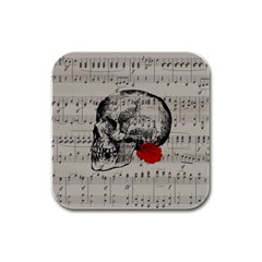 Skull And Rose  Rubber Square Coaster (4 Pack)  by Valentinaart