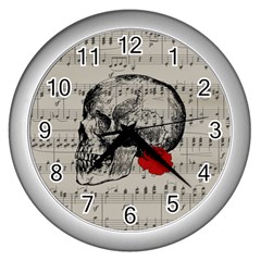 Skull And Rose  Wall Clocks (silver) 