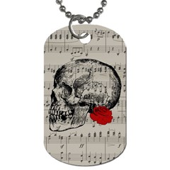 Skull And Rose  Dog Tag (two Sides) by Valentinaart