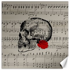 Skull And Rose  Canvas 12  X 12   by Valentinaart