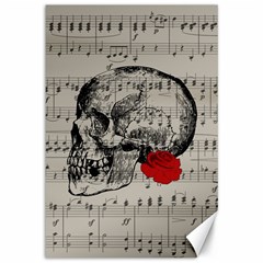 Skull And Rose  Canvas 12  X 18   by Valentinaart