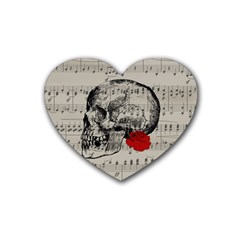 Skull And Rose  Rubber Coaster (heart)  by Valentinaart