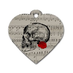 Skull And Rose  Dog Tag Heart (two Sides) by Valentinaart