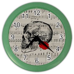 Skull And Rose  Color Wall Clocks