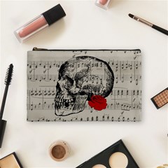 Skull And Rose  Cosmetic Bag (medium)  by Valentinaart