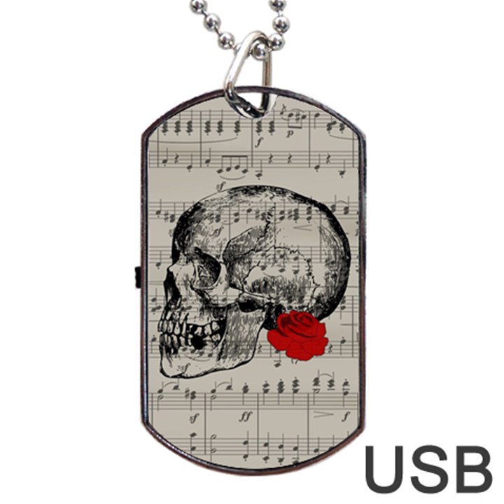 Skull and rose  Dog Tag USB Flash (One Side)